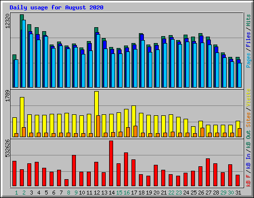 Daily usage for August 2020