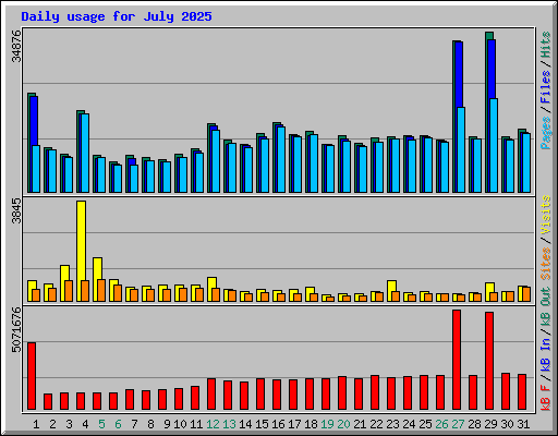 Daily usage for July 2025