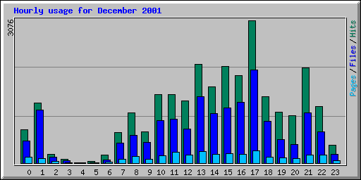 Hourly usage for December 2001