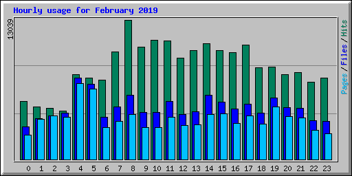 Hourly usage for February 2019